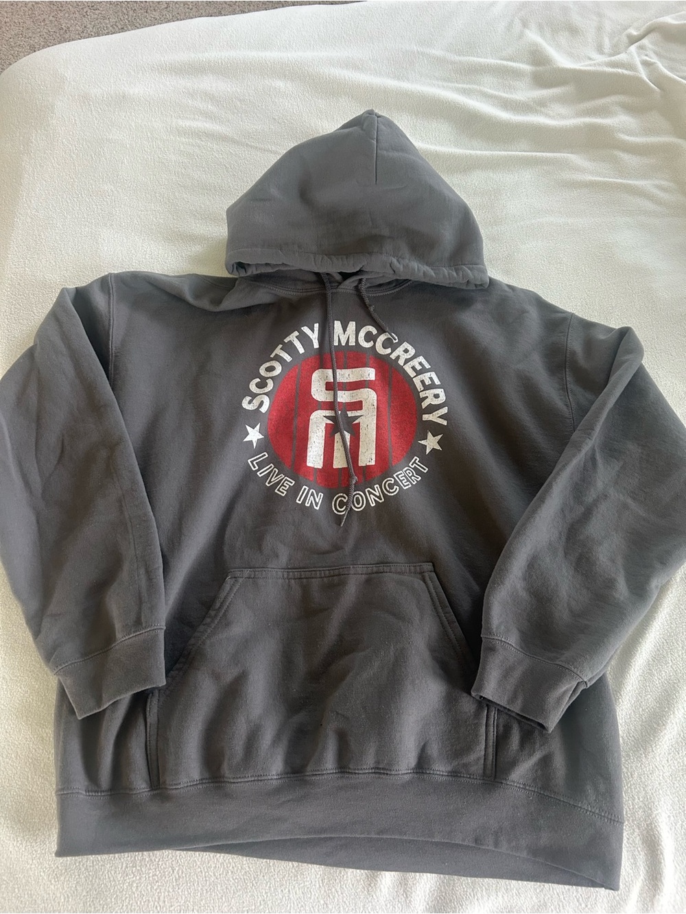 Gildan Gray Pullover Hoodie with Red & White Scotty McCreery Logo